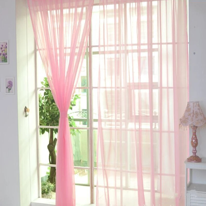rideau tulle transparent moderne multicolore passants tringle 200x98cm