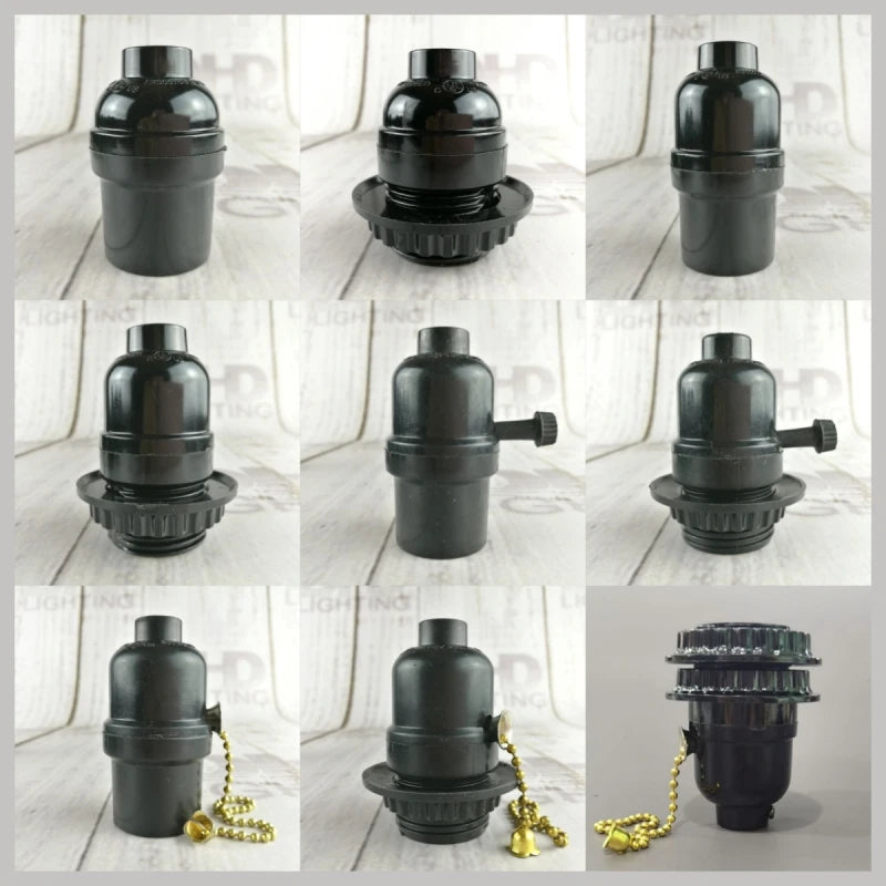 socle lampe moderne bakélite noir interrupteur chaîne cloche dorée ul certification đèn