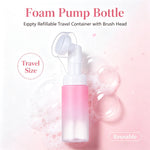flacon mousse voyage 60 ml distributeur savon liquide brosse visage silicone transparent blanc rechargeable