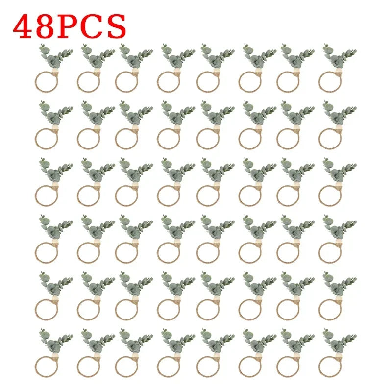 anneaux serviettes bois feuilles eucalyptus rustique naturel decoration table restaurant