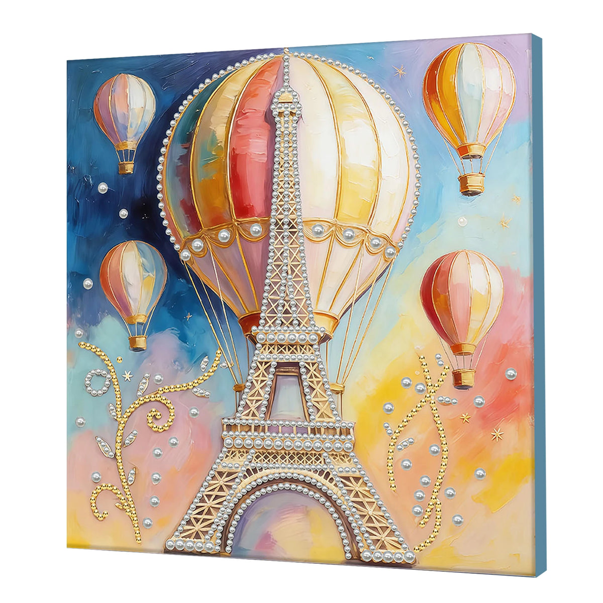 tableau décoratif fleurs coquillages art floral brillant rose violet bleu vert blanc moderne adultes