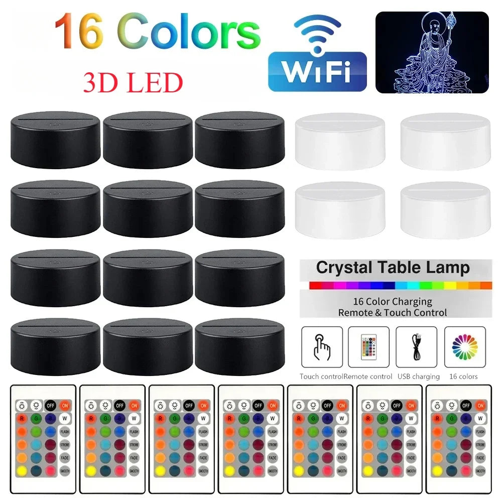 lampe table led 3d moderne télécommande infrarouge batteries aa câble usb noir blanc