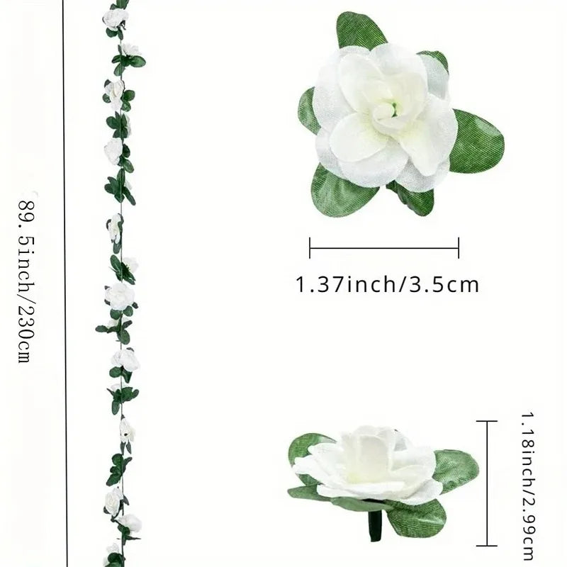 guirlande fleurs artificielles rose blanche verte mariage décoration intérieure romantique garden DIY decoration
