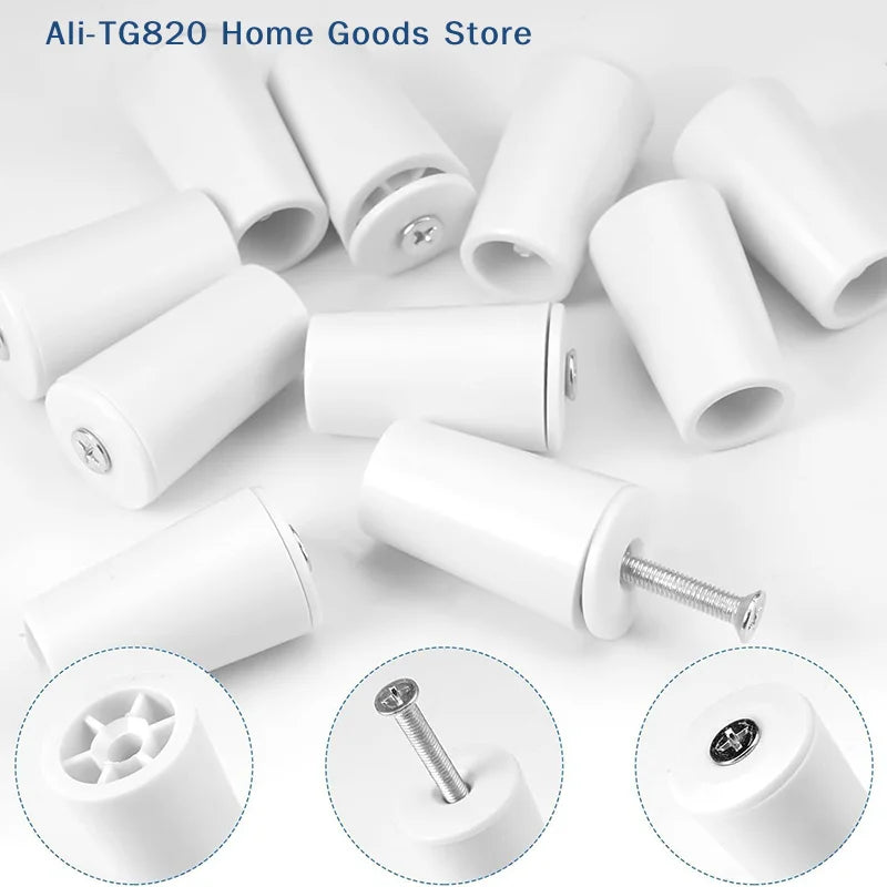 supports rideau blancs modernes vis ronds lisses opaques rideaux joints