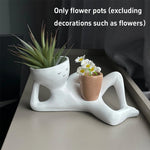 pots fleurs décoratifs blanc bleu foncé succulentes visage stylé modernes minimalistesintérieur