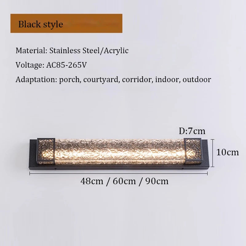 lampe murale moderne led noir doré verre ip65 48cm 60cm 90cm