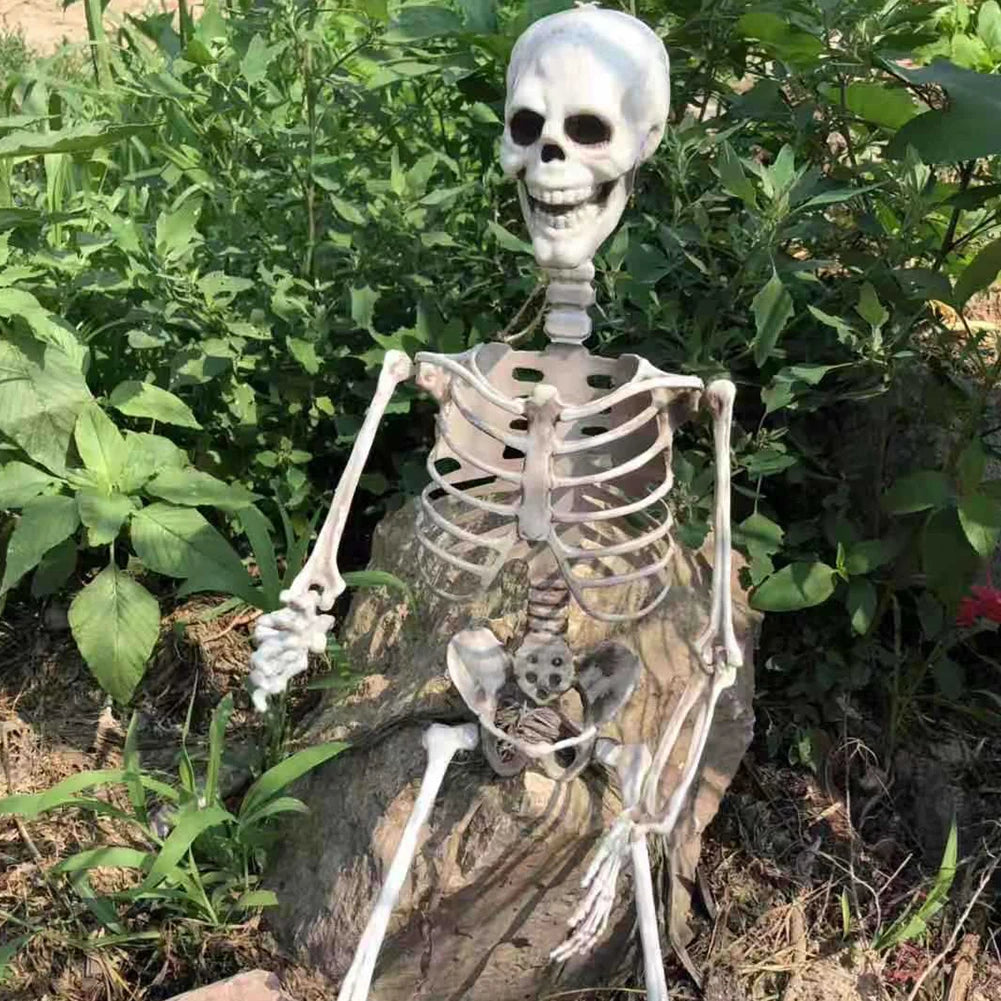 statue squelette halloween 170cm réaliste détaillée extérieur decoration effroi blanc terrifiant