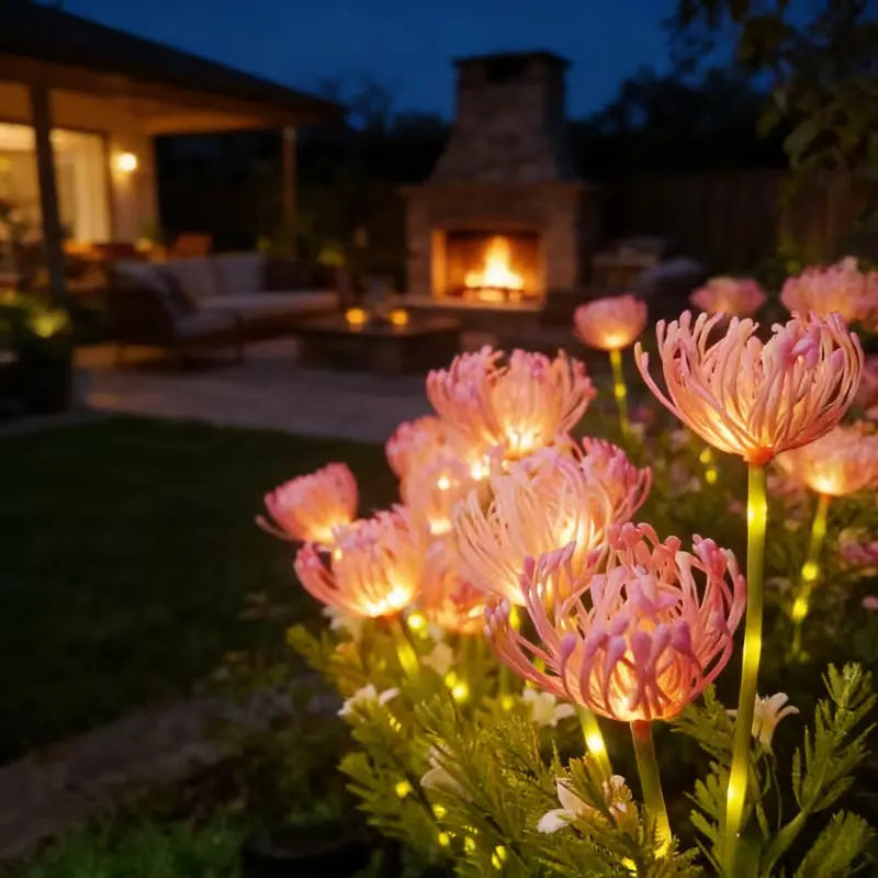 lampes solaires extérieures fleurs led rose verte modernes feuilles
