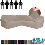 Housse canapé d'angle marron rayures moderne pièces lavable jacquard polyestère