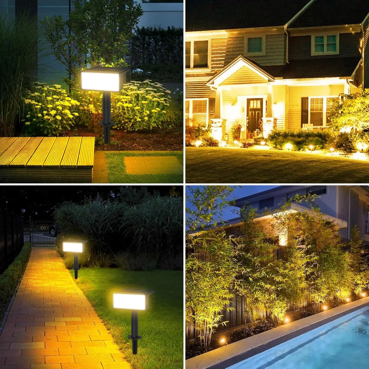 lampe solaire moderne noire ip65 étanche extérieure jardin cour voie led rechargeable