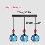 Lampes suspendues verre coloré moderne bleu rose ambre translucides chambre vertical