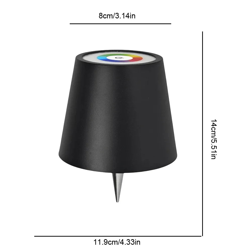 lampe table led rechargeable contemporaine base pierre abat jour noir tactileextérieur restaurant bar festival