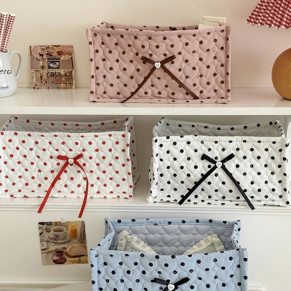 boîtes rangement coton pliables rose blanc noir pois texturées