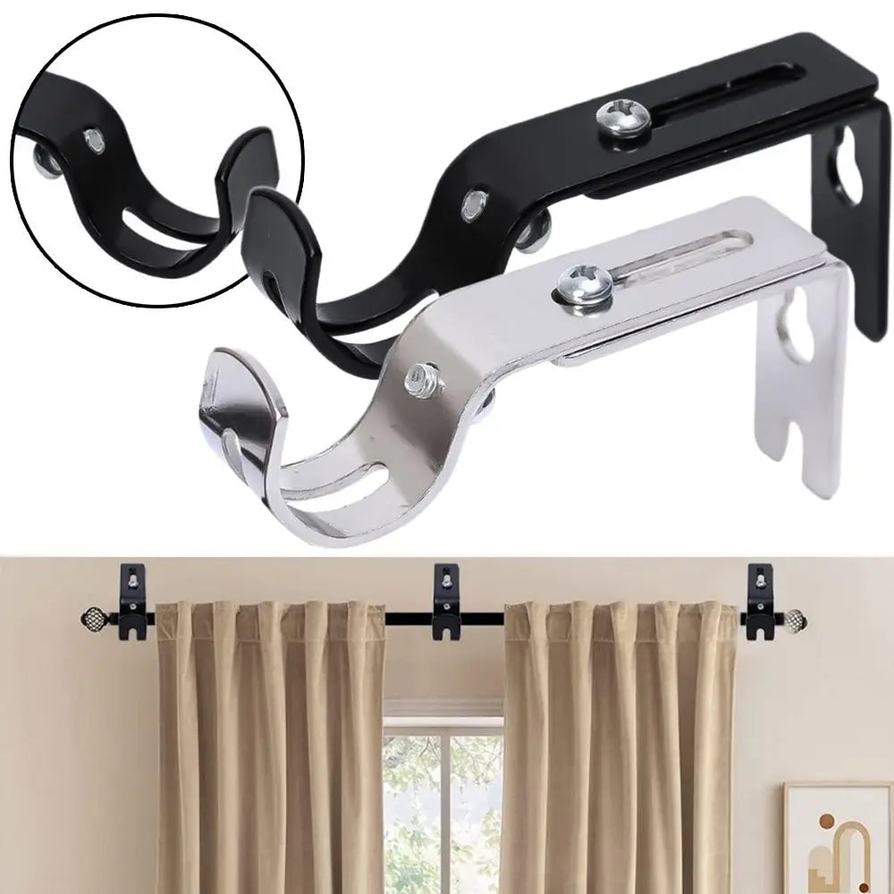 Support rideau fenêtre moderne vis réglable noir argent quincaillerie decoration fixations