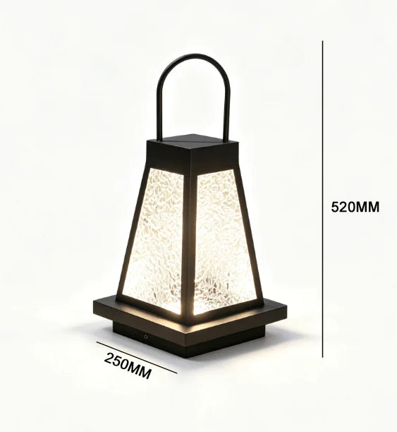 lanterne moderne extérieure étanche noir texture translucide éclairage paysager sol ip65 led assemblage