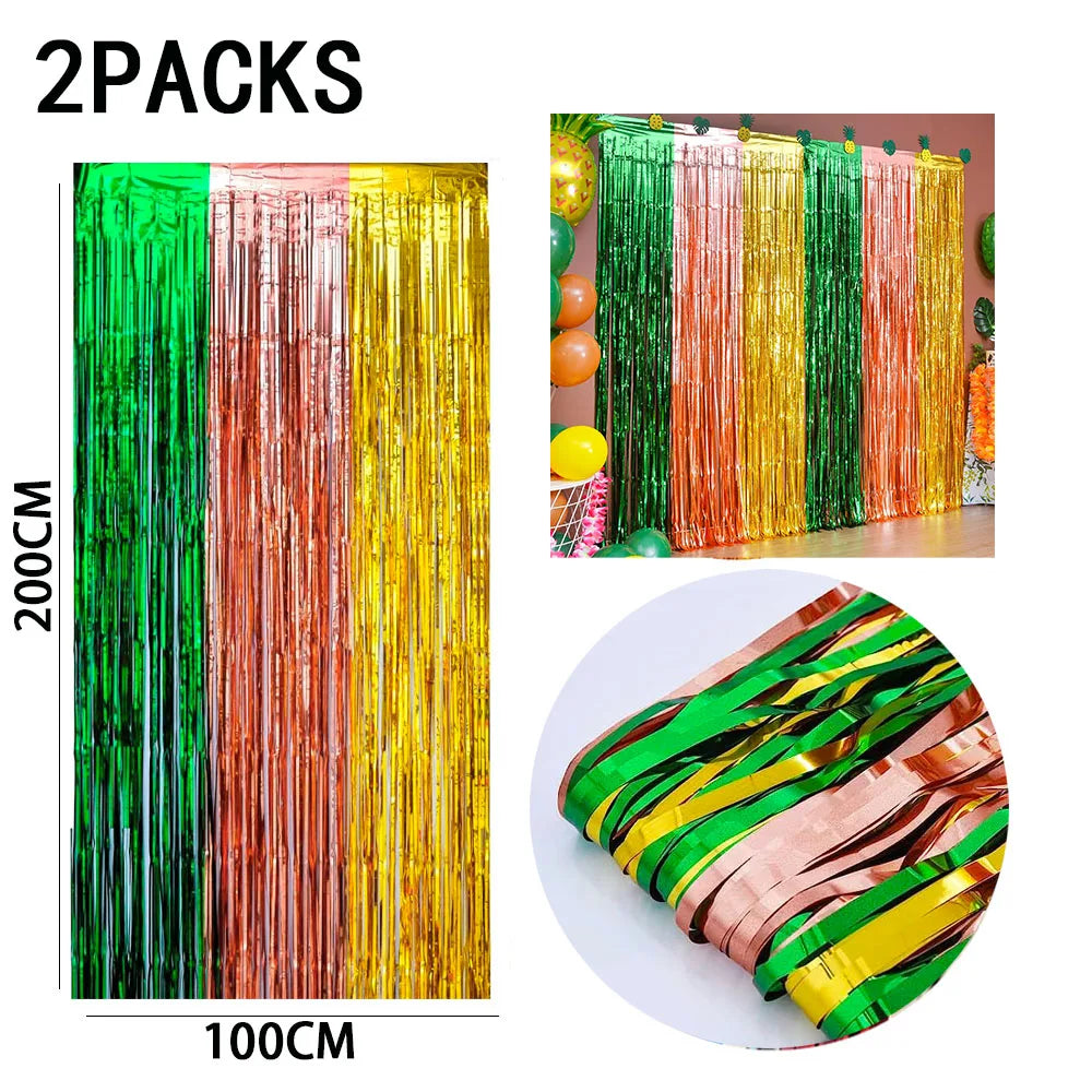 rideau franges métalliques couleurs vives mariage anniversaire décoration festive adhésif pack deux