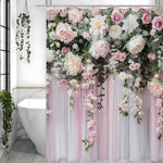 rideau douche floral romantique rose blanc vert plissé opacité variable moderne