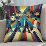 coussin pop art the beatles abbey road zip multicolore 45x45cm polyester carré déco lit