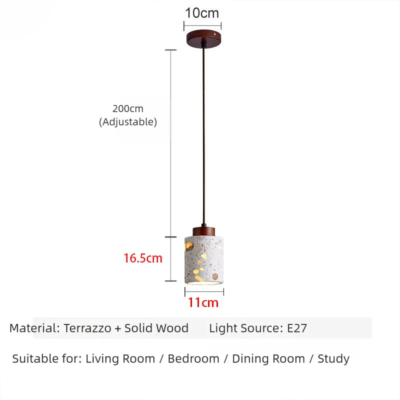 lampe suspendue moderne terrazzo pierre colorée blanc marron salon chambre restaurant étude cuisine hall