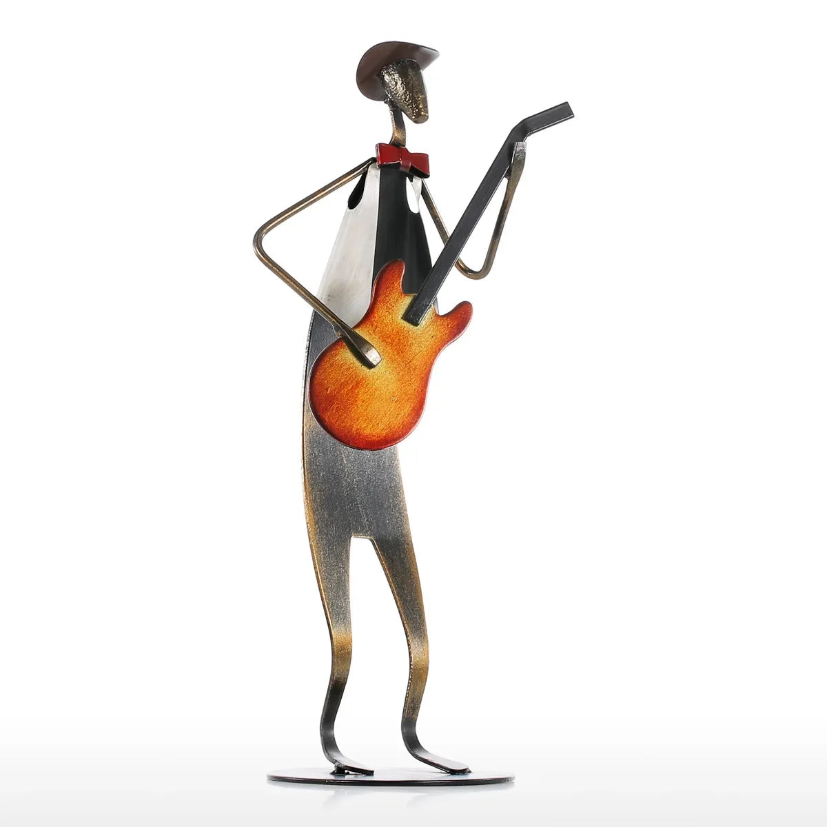 décorations métalliques jazz vintage figurines musiciens instruments saxophone guitare trompette rouge