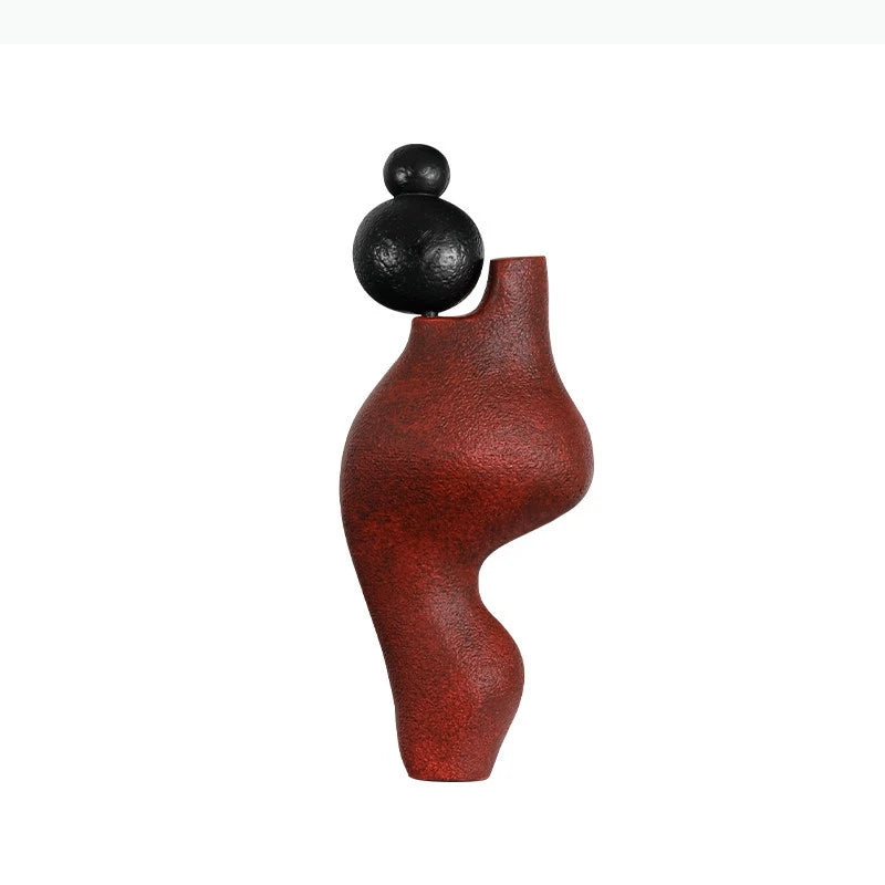 sculpture abstraite moderne rouge noir minimaliste décoration intérieure artistique contemporaine