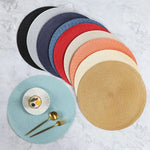 placemats tissés bleu orange moderne assiettes cuillères verres d'eau 38cm résistants antidérapantsDecorationMaison