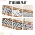 boîte bijoux bois naturel moderne cadenas 20cm 15cm 15cm rangement bagues boucles d'oreilles gris