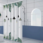 rideau douche moderne feuilles tropicales imperméable peva crochets vert blanc opaque