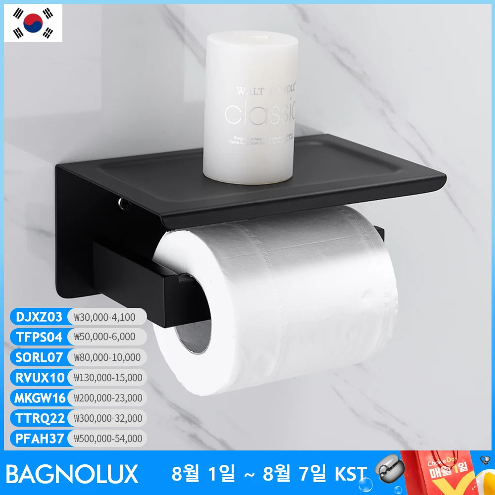 porte papier toilette mural noir mat acier inoxydable moderne rond salle bain épuré