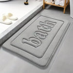 tapis bain moderne gris noir beige bleu marine lettre bath relief polyester antidérapant absorbant