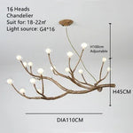Suspension lumineuse moderne dorée branches naturelles translucides ampoules led g4