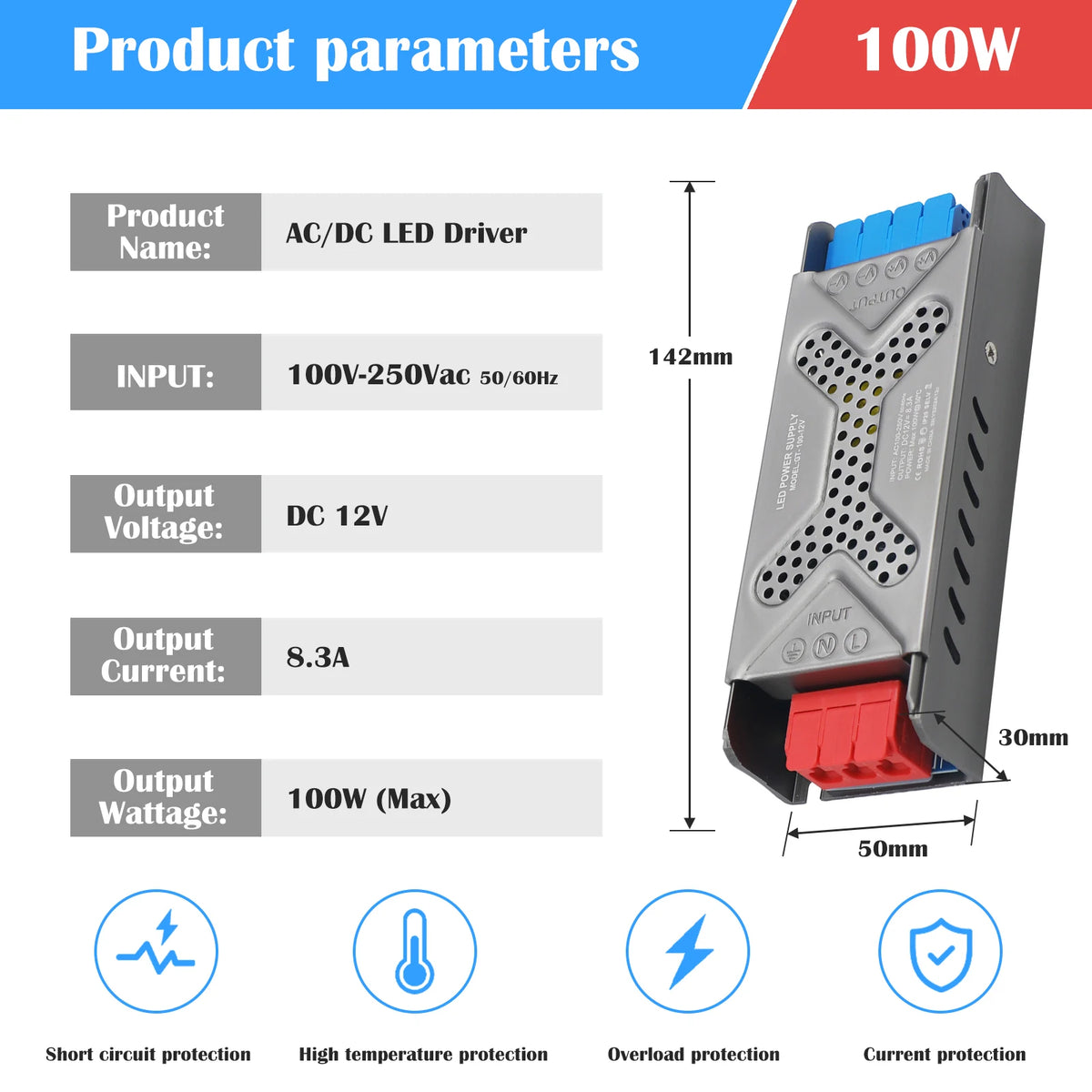 alimentation led 12v 24v 60w 100w 200w 300w 400w transformateur muet