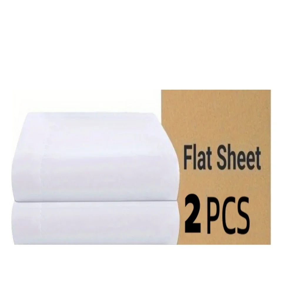 drap lit plat 100% polyester blanc uni moderne 168X230cm 200X230cm 229X259cm ultra doux