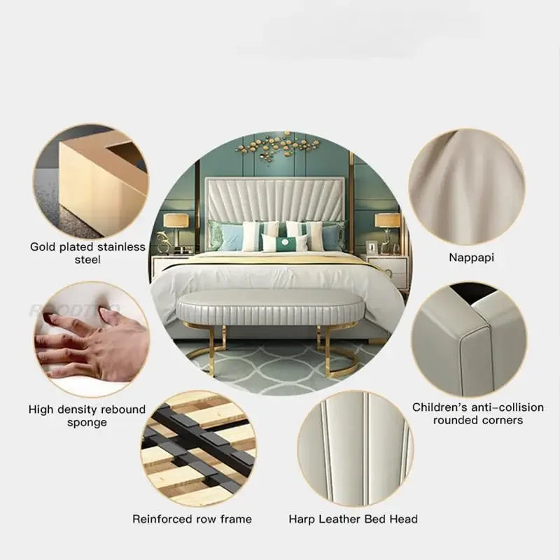 Matelas latex sur le lit en cuir blanc king size pour un confort optimal