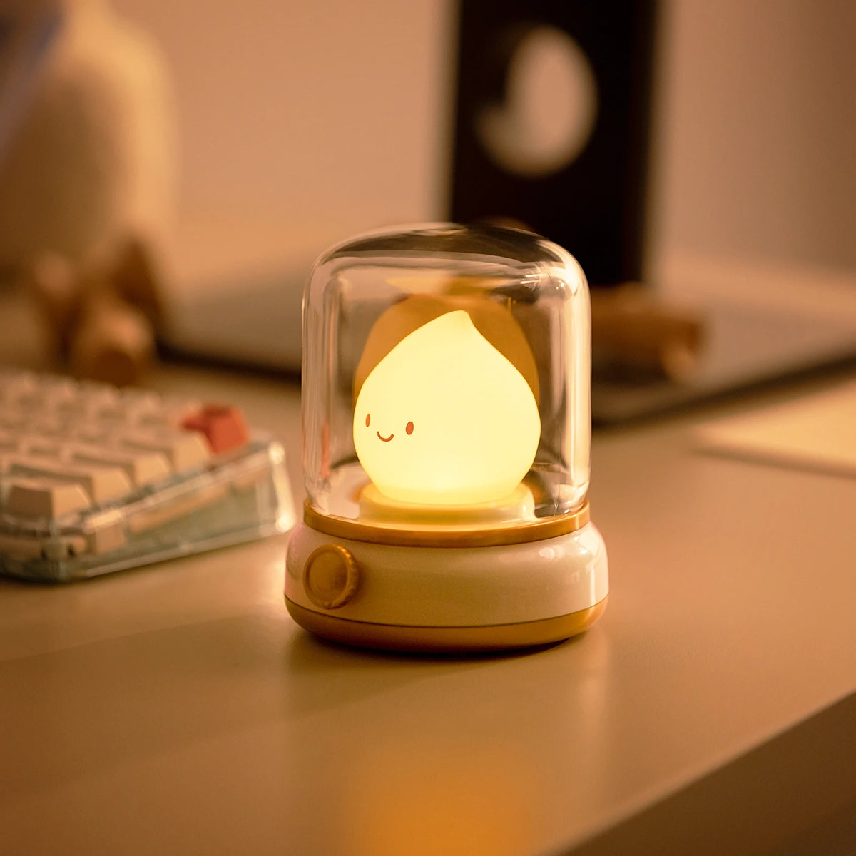 lampe table veilleuse led vert clair souriant notes musicales transparent contemporain enfantin rechargeable usb