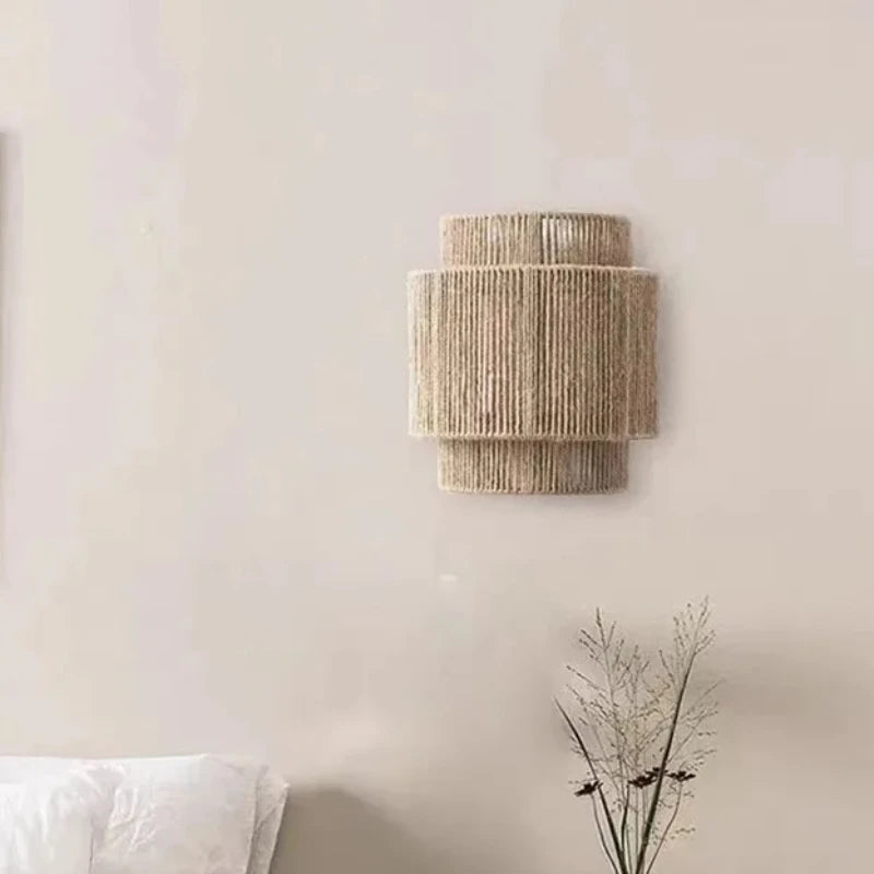 lampes murales bohèmes rustiques fibre naturelle semi transparentes cuisine salle manger