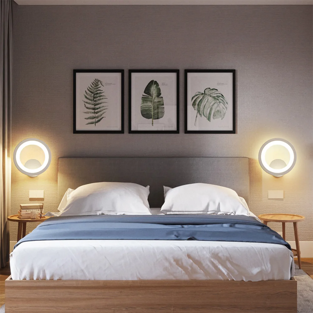 lampe murale moderne blanche adhésive ronde lumineuse salon chambre couloir