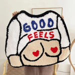 tapis polyester antidérapant dessin buste coeurs GOOD FEELS blanc rouge créatif humoristique maison