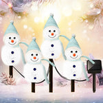 décoration noël bonhommes neige lumineux piquet glitter blanc vert jaune rose festiveextérieur jardin