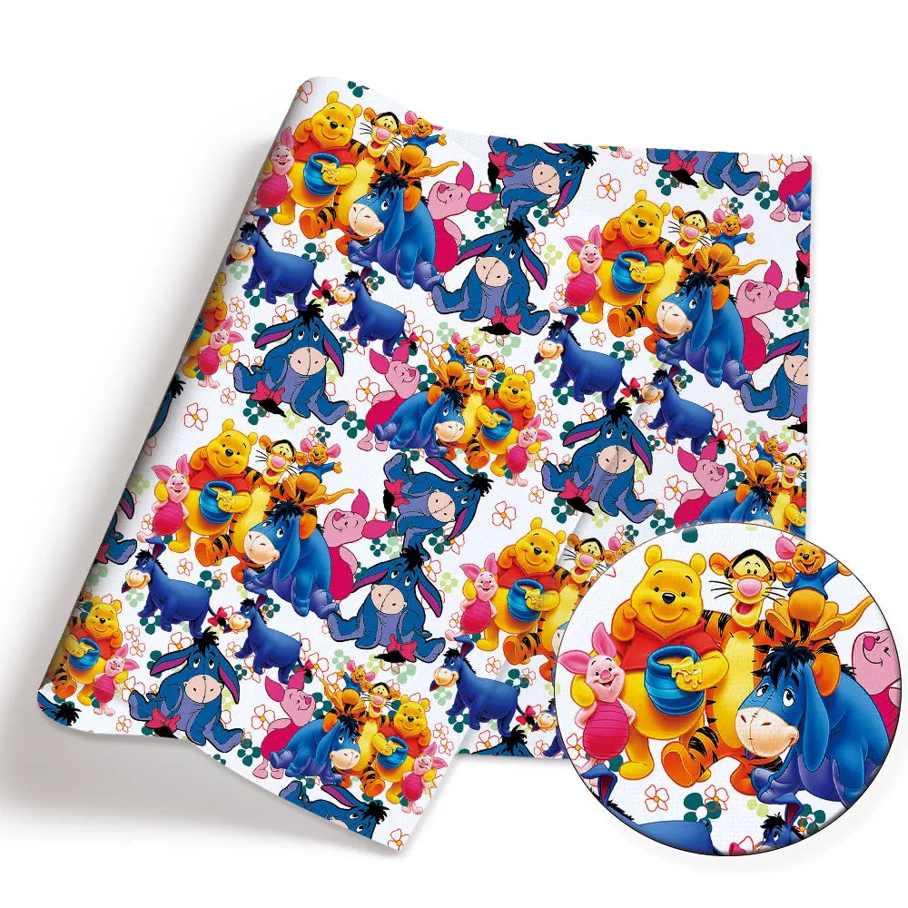 tissu imprimé dessins animés winnie ourson coton polyester 140x50cm bricolage enfants illustration colorée