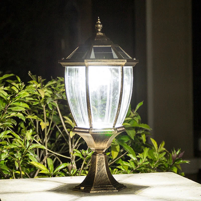 lampe solaire dorée led transparente classique extérieure étanche jardin moderne