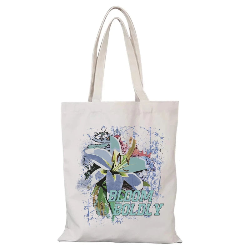 sac main fleuri décontracté toile fermeture éclair shopping plage épaule