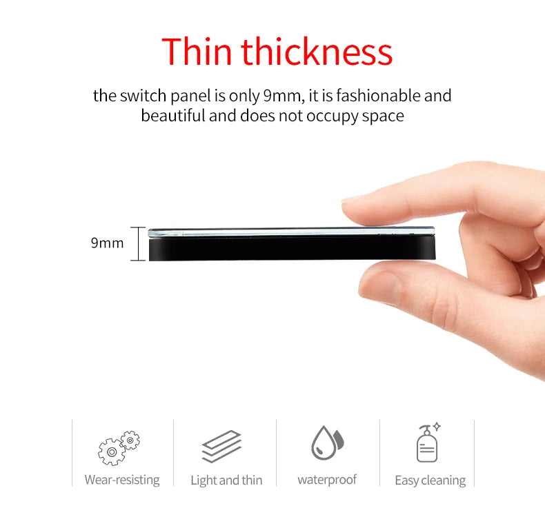 interrupteur tactile noir blanc doré moderne minimaliste boutons verre trempé led eu
