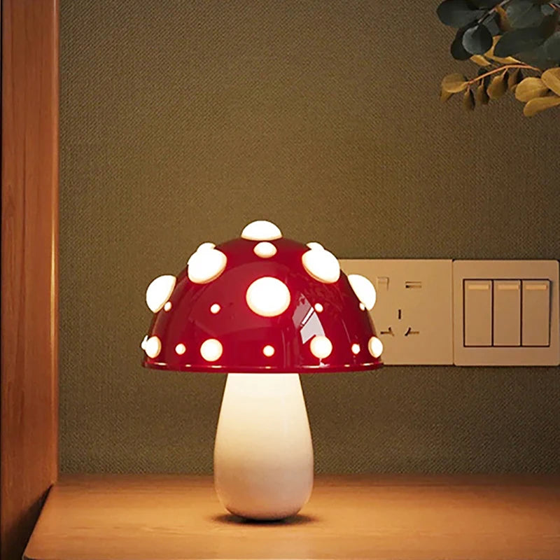 lampe poser champignon enfant rechargeable usb led rouge blanc vert violet bleu moderne chambre