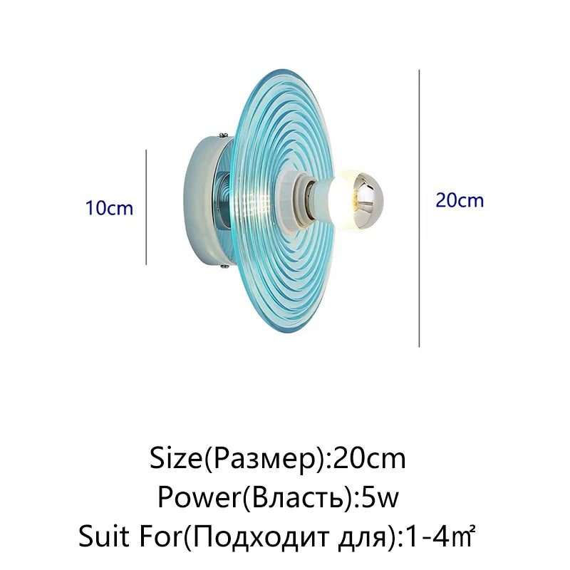 lampe murale verre coloré moderne éclairage bleu jaune transparent fixée chambre entrée étude