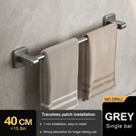 porte serviettes mural gris lisse double barre 30 40 50cm moderne minimaliste fixations murales