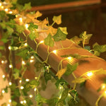 guirlande lumineuse solaire feuilles vertes lumières blanches moderne adhésif panneau solaire décoration extérieure noël