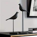 statue oiseau résine noir blanc minimaliste décoration intérieure animal compagnie moderne sculpture