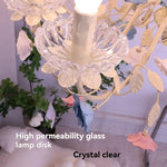 lustre cristal fleurs céramique blanc rose bleu vert classique romantique echangement tactile