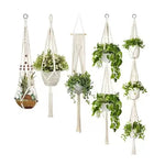 support plante suspendue macramé boho panier blanc noeuds réguliers artisanal pot fleuri